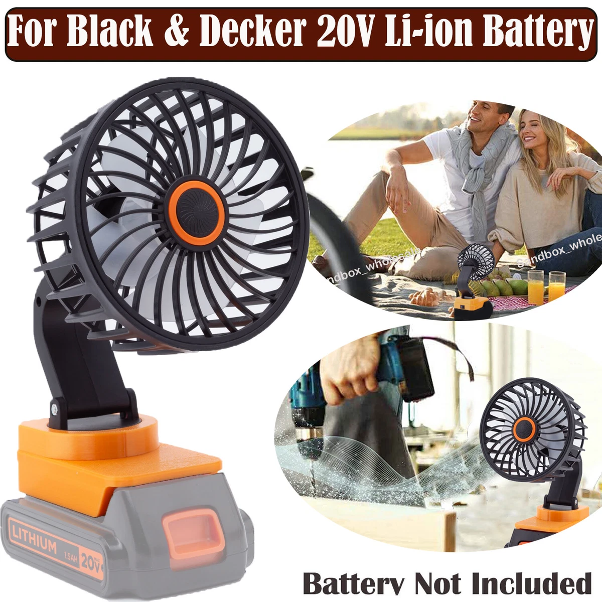 Outdoor Jobsite Cordless Fan For Black & Decker 20V Battery Portable Indoor  Fan