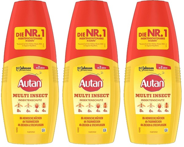 ✅ Autan Multi Insect Insektenschutz Pumpspray MüCken, Stechfliegen 3X 100Ml ✅-image