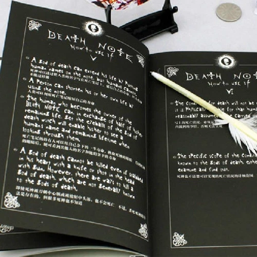 Death Note Japanese Anime Notebook + Feather Pen Writing Journal Costume Cosplay
