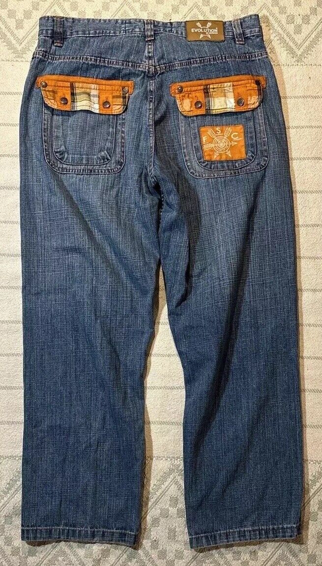 VTG Evolution In Design Baggy Skater Y2k Jeans Denim Grunge VTG Evolution In Design Baggy Skater Y2k Jeans Denim Grunge