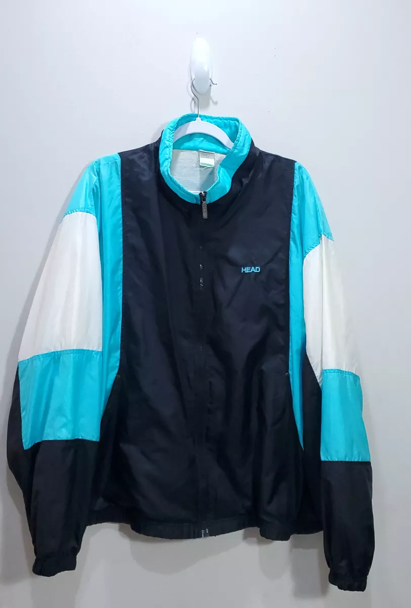 Head Jacket Mens XLarge Full Zip Blue Black Polyester Windbreaker