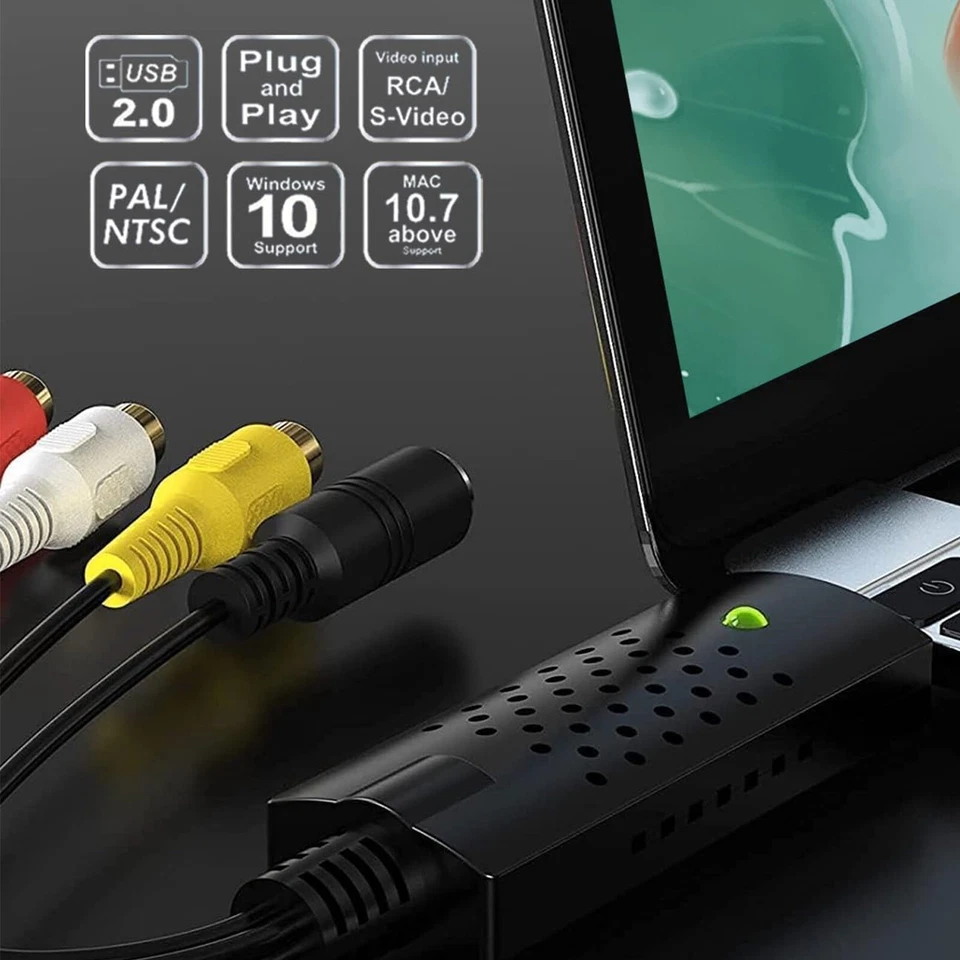 USB2.0 VHS To DVD Converter Audio Video Capture Kit Scart RCA Cable for Win10 - Image 4 of 4