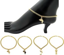 Women's Fashion Egyptian Queen Nefertiti Pendant 4mm/10" Cuban Chain Anklet