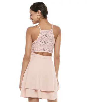 trixxi skater dress Trixxi Juniors' Belted Ruffled Chiffon Skater Dress