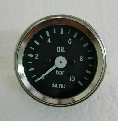 Smiths Replika mechanische 52mm Öldruckanzeige 10 bar Chrom Lünette