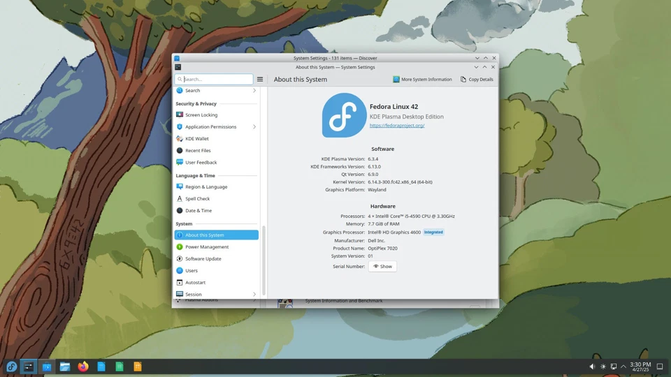 Dell Optiplex 7020 SFF 3.30GHz 8GB 500GB Fedora Linux 42 KDE Plasma Libre Office - Image 4 of 4