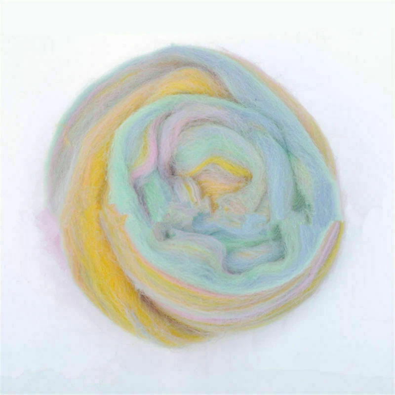 Top de fibra de lana genuina multicolor de 10 g itinerante para materiales de fieltro de aguja Foto 3 de 4