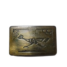 Vintage Southwestern Roadrunner Chambers Belt Co. USA Belt Buckle