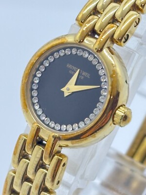 Exc+5] Raymond Weil Geneve 5806-2 Watch Quartz Gold Black