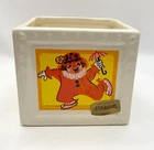 Vntg 277 Haeger Pottery Child Themed Clowns Pony Puppy White Square Planter Vase
