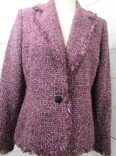 Women’s Pursuits Ltd. Classic Career Fringed Trim Tweed Blazer Size 10 - A2002 - Picture 3 of 12