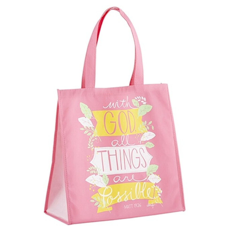 Tote Bag-With God All Things Are Possible (Matthew 19:26)-Pink (13