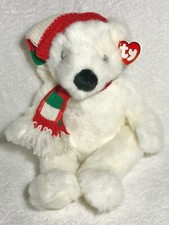 1997 Ty Teddy Holiday Bear Beanie Buddy Style 5700 Red Green White Scarf  Hat X