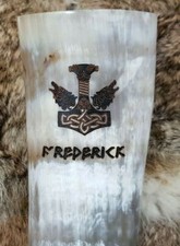 Trinkhorn mit Branding, personalisierbar mit Namen und Motiv, Gravur, Methorn