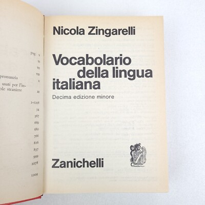 Zingarelli Vocabolario Della Lingua Italiana 1973 Zanichelli