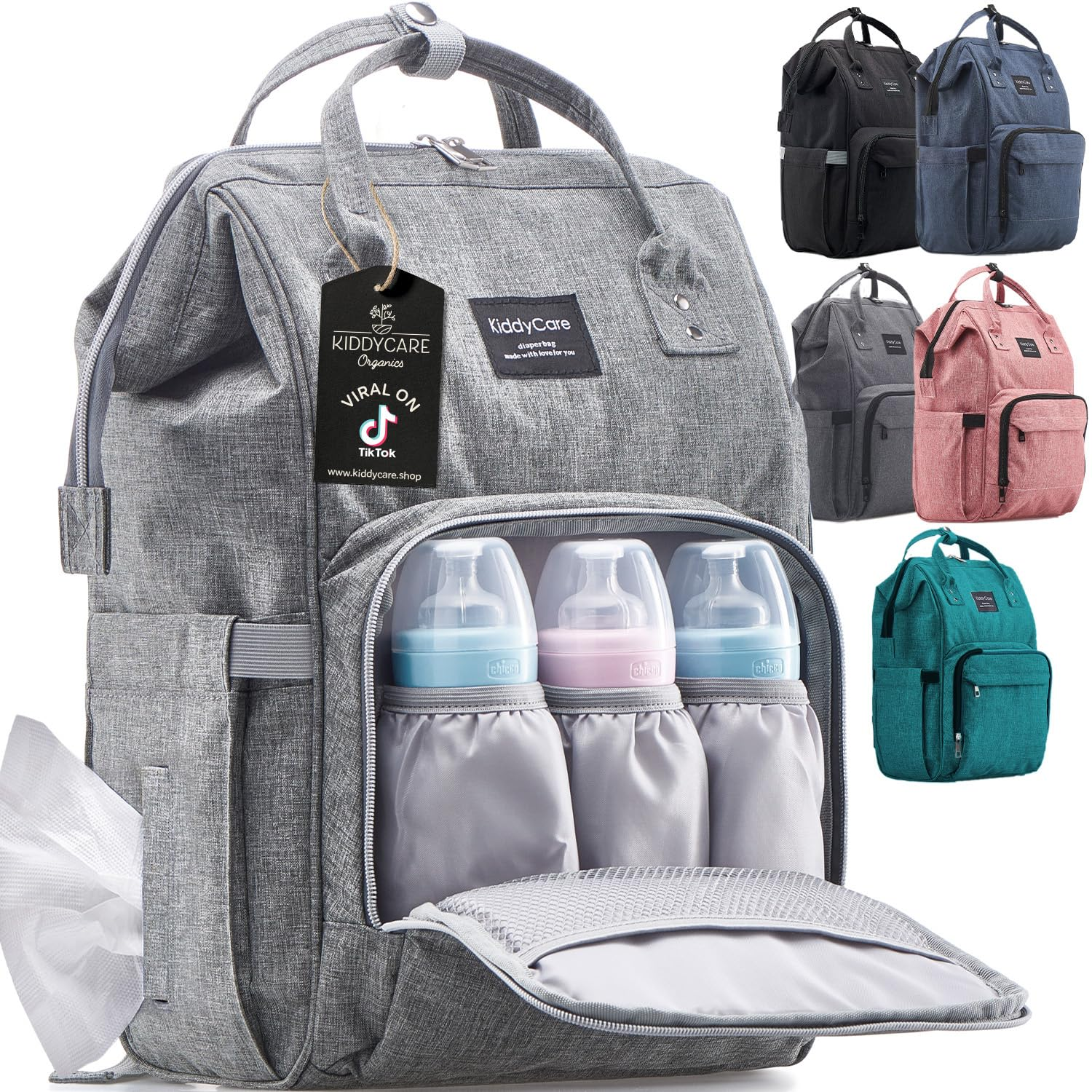 Diaper Bag Backpack with Changing Station | Waterproof, Unisex, Multifunctional-image