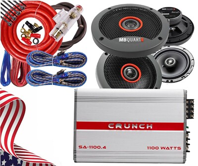 4x MB Quart FKB116 6.5'' 3-way Speakers + Crunch SA-1100.4 Amplifier + 4CHAmp Kit