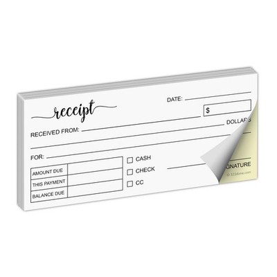 Receipt Book, Made in USA - 2.75x6 Pocket Size 2-Part Carbonless, Cute Handhe...