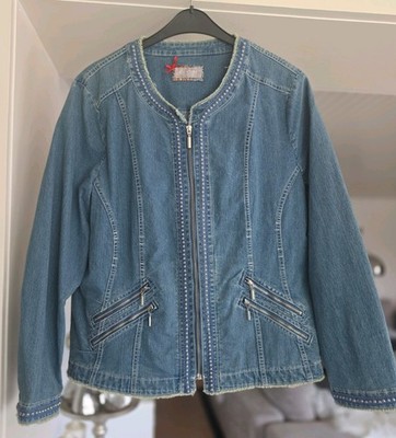  Jeansjacke Damen Canda C&A  Oversize Lagenlook Perlen Größe ca. 48 