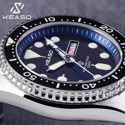 Dive Quartz Watch Miyota 2105 200M Sapphire Ceramic Bezel C3 Luminous 316L Steel