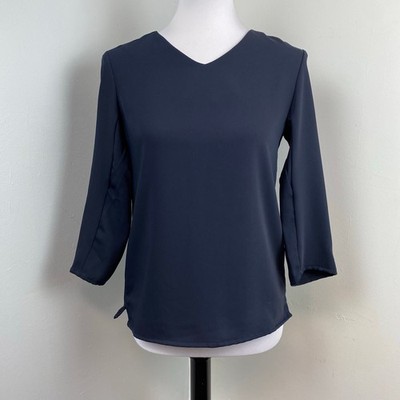 Giorgio Armani Black Polyester Uniform Blouse Sz 34 Small Made in Italy 