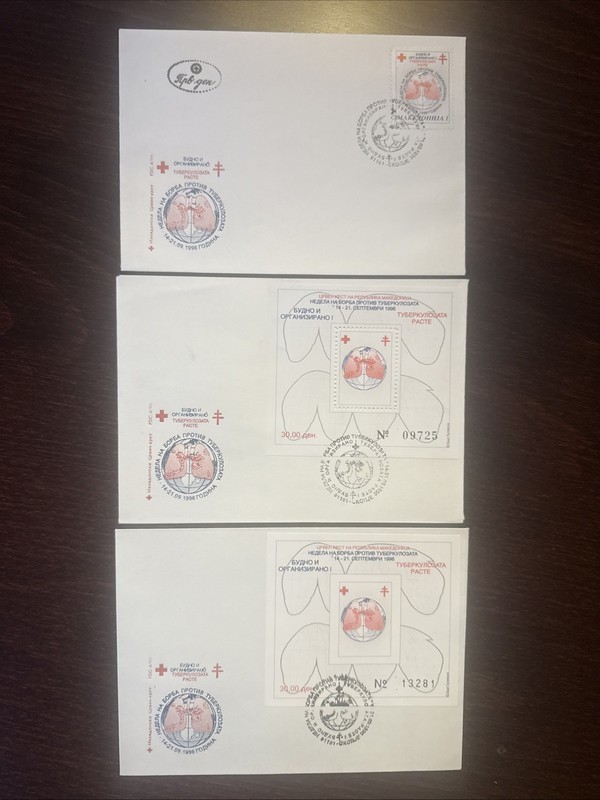 MACEDONIA FDC COVER 1996 YEAR TUBERCULOSIS TB RED CROSS HEALTH MEDICINE STAMPS