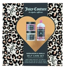 Juicy Couture Sandalwood Vanilla Self Care Set Body Wash Butter Scrub Gift Set
