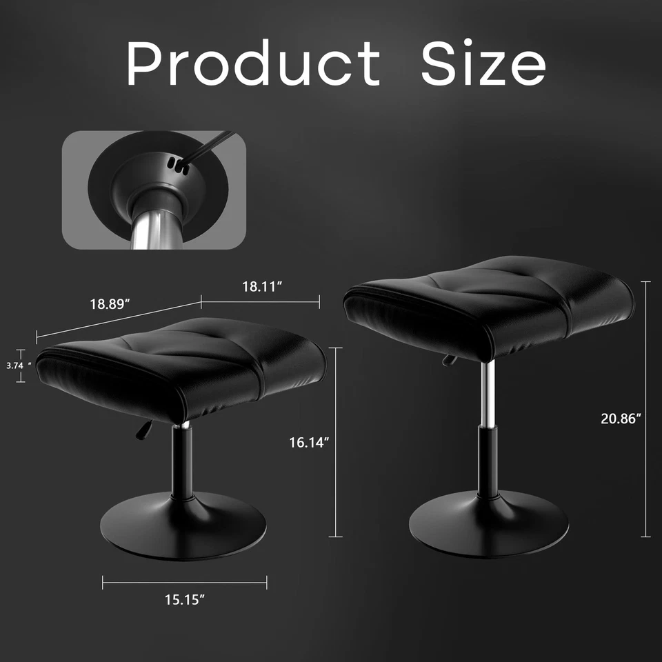 Foot Rest Under Desk Ottoman, PU Height Adjustable Footrest with Comfort Padd... - Image 2 of 4