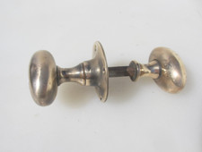 Victorian Brass Door Knobs Handles 1 Plate Old Antique Oval Vintage Bronze