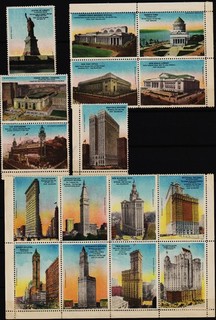 16 vintage US Poster Stamps New York City Landmarks & Skyscrapers New York/0715