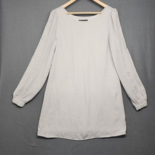 Lulus Dress Womens Small Gray Long Sleeve Shift Lined Scoop Neck Button Cuff