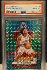 2023-24 Panini Mosaic Amen Thompson RC City Edition Teal Prizm #281 /75 PSA 10