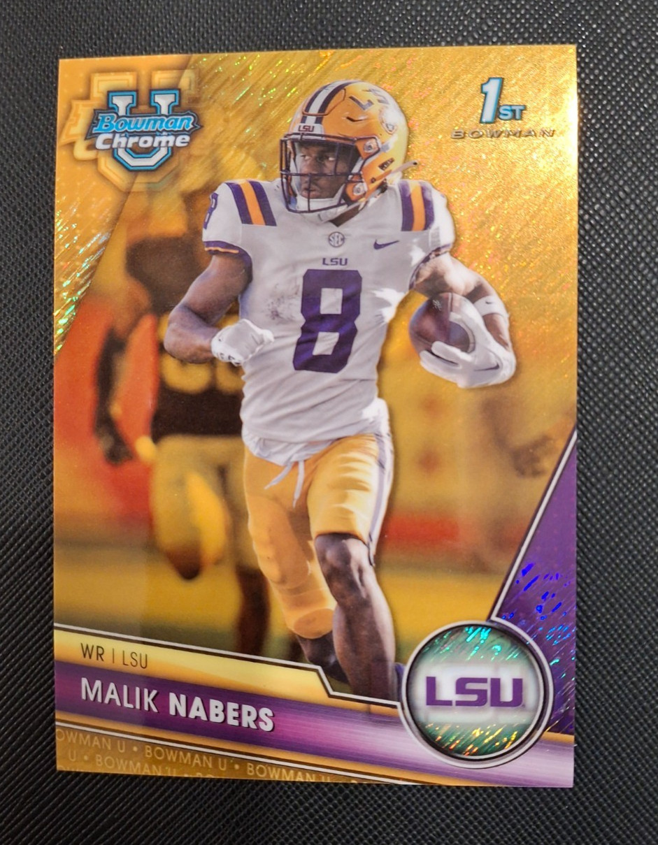 Malik Nabers 2023 Bowman Chrome University Gold Shimmer 1st Bowman 23/50!