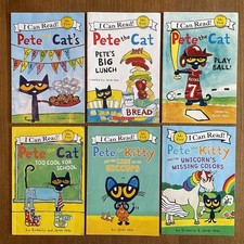 Pete the Cat Kitty 6 Books Groovy Bake Sale Lunch Hiccups Play Ball Unicorn Cool