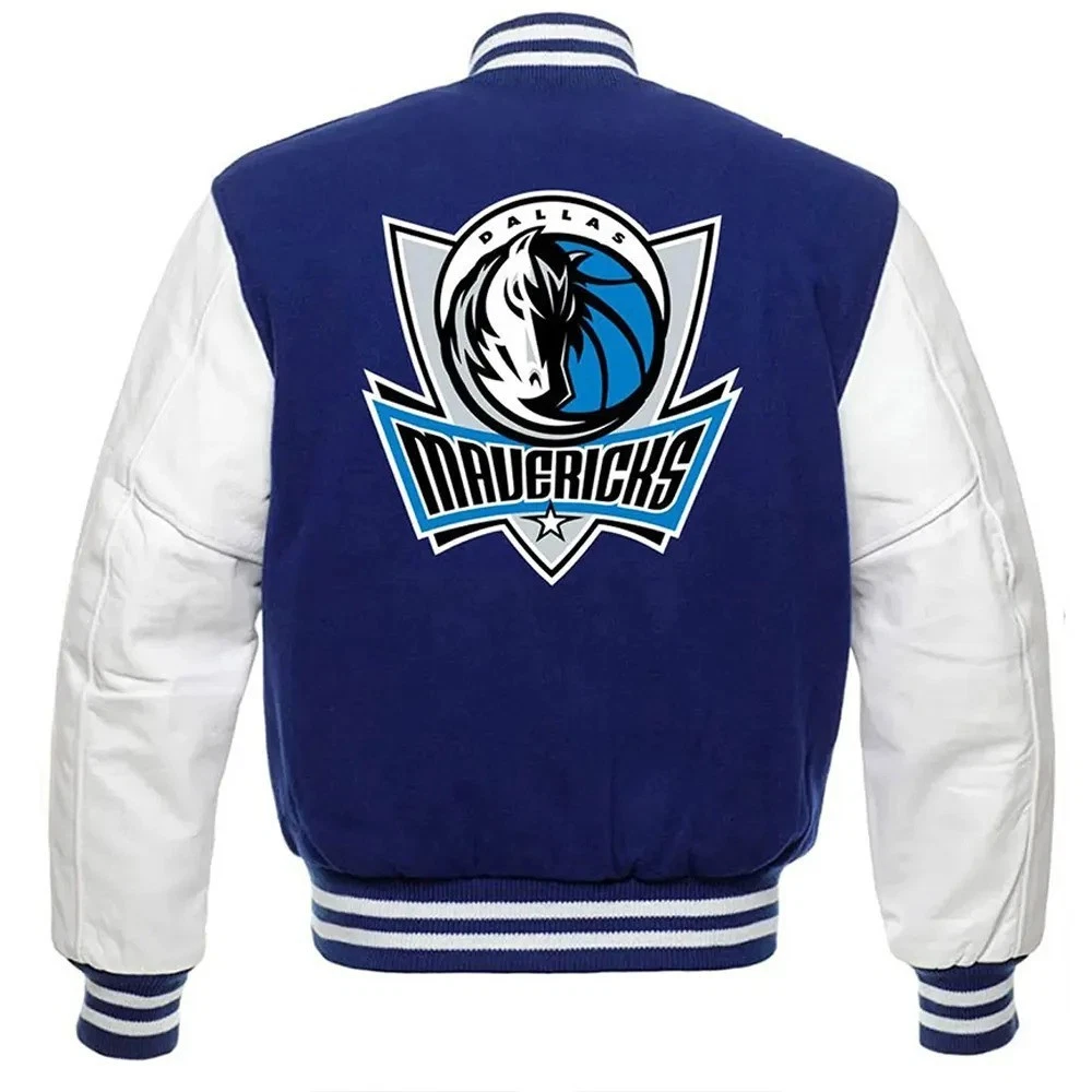 Dallas Mavericks  Royal Body White Baseball Jacket Varsity Jacket