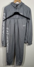 EA7 Emporio Armani Tracksuit Mens Medium Grey Hooded Jacket Cuffed Bottoms