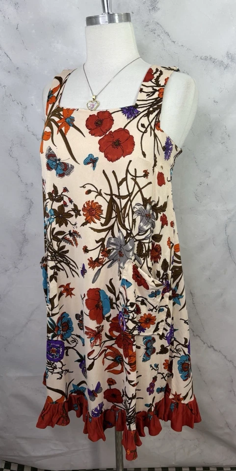 Vestido Psicodélico De Colección Años 60 70 Motivo Mariposa Cambio M Rojo Volantes Años 60 Hada Foto 2 de 4