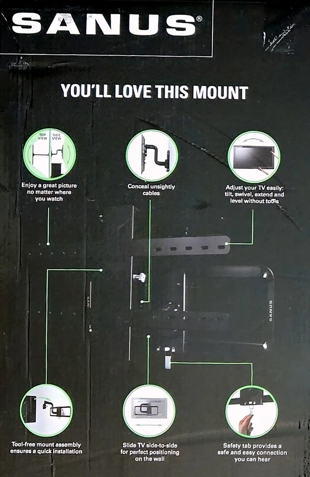 Sanus Premium Full Motion TV Mount For 42"-70" TVs Up to 125 lbs. VLF515-B1 - Image 2 of 4