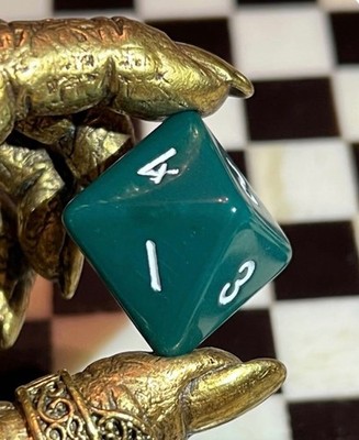RARE open # 4 vintage d8 sleek opaque green rpg ad&d dice 123123@
