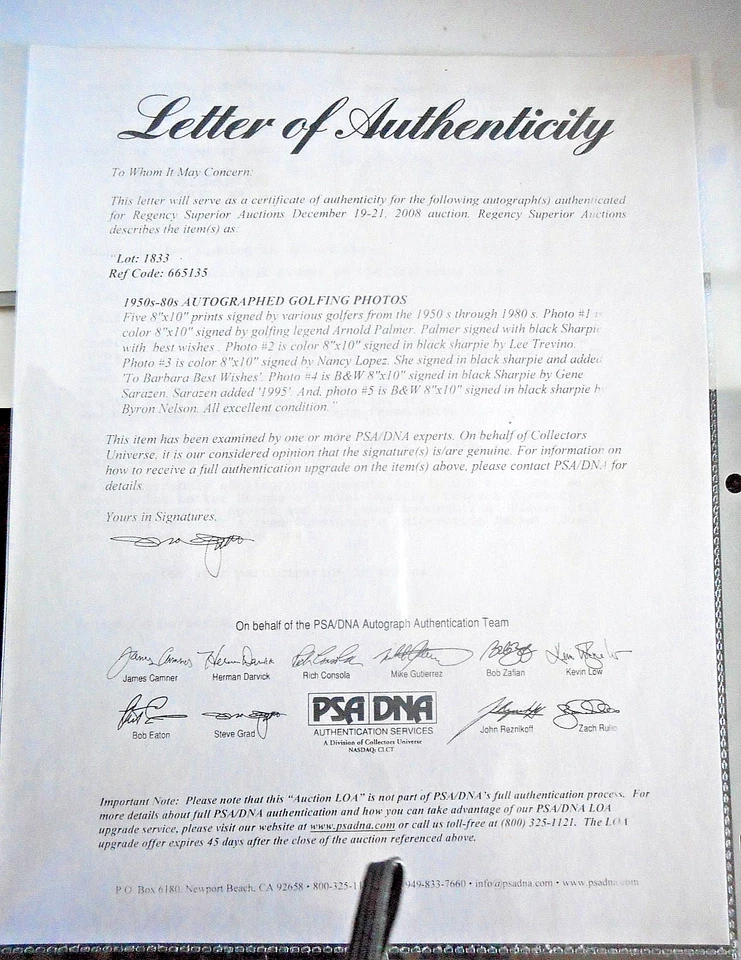 Lee Treviño ¡Raro! Foto autografiada firmada PGA Golf Legend 8x10 certificado de autenticidad PSA/DNA Foto 3 de 4