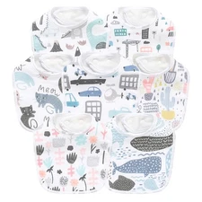 7 Pack Baby Cotton Absorbent Bibs for Drooling Teething animal-1