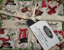 New - 5 Cotton Fat Quarters Old Fashioned Christmas Theme - Snowmen Sleds Trucks
