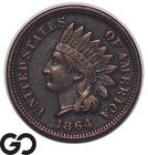 1864 Indian Head Cent Penny, Bronze Variety, Choice XF++/AU