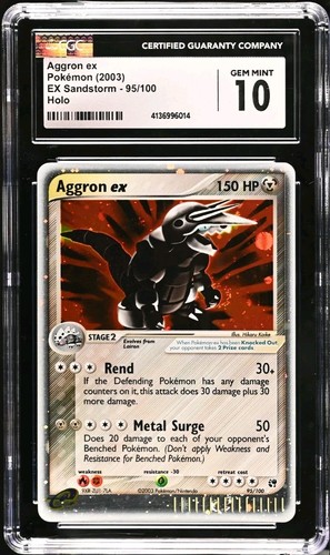 Pokemon Aggron Ex 95/100 EX Sandstorm Ultra Rare Holo Swirl 🍥 CGC 10 GEM MINT