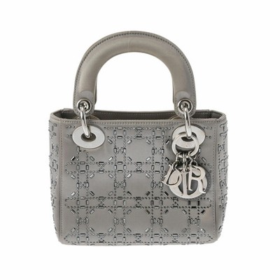 CHRISTIAN DIOR Lady Gray Satin Rhinestone Handbag | eBay