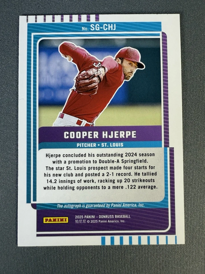 Cooper Hjerpe (RC) - 2025 Panini Donruss Signature Series AUTO Laser, Cardinals - Image 2 of 2