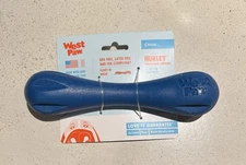 West Paw Hurley Dog Bone Toy Large Dark Blue Durable Chew Toy Floats Christmas