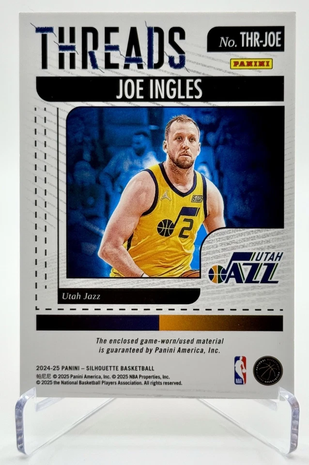 2024-25 Panini Silhouette Joe Ingles #THR-JOE Threads Bronze /49 Game Worn Patch - Image 4 of 4
