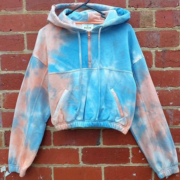 DUCIE LONDON Candyfloss Womens Crop Zip Run Gym Yoga Sport Hoodie Sweater Jumper