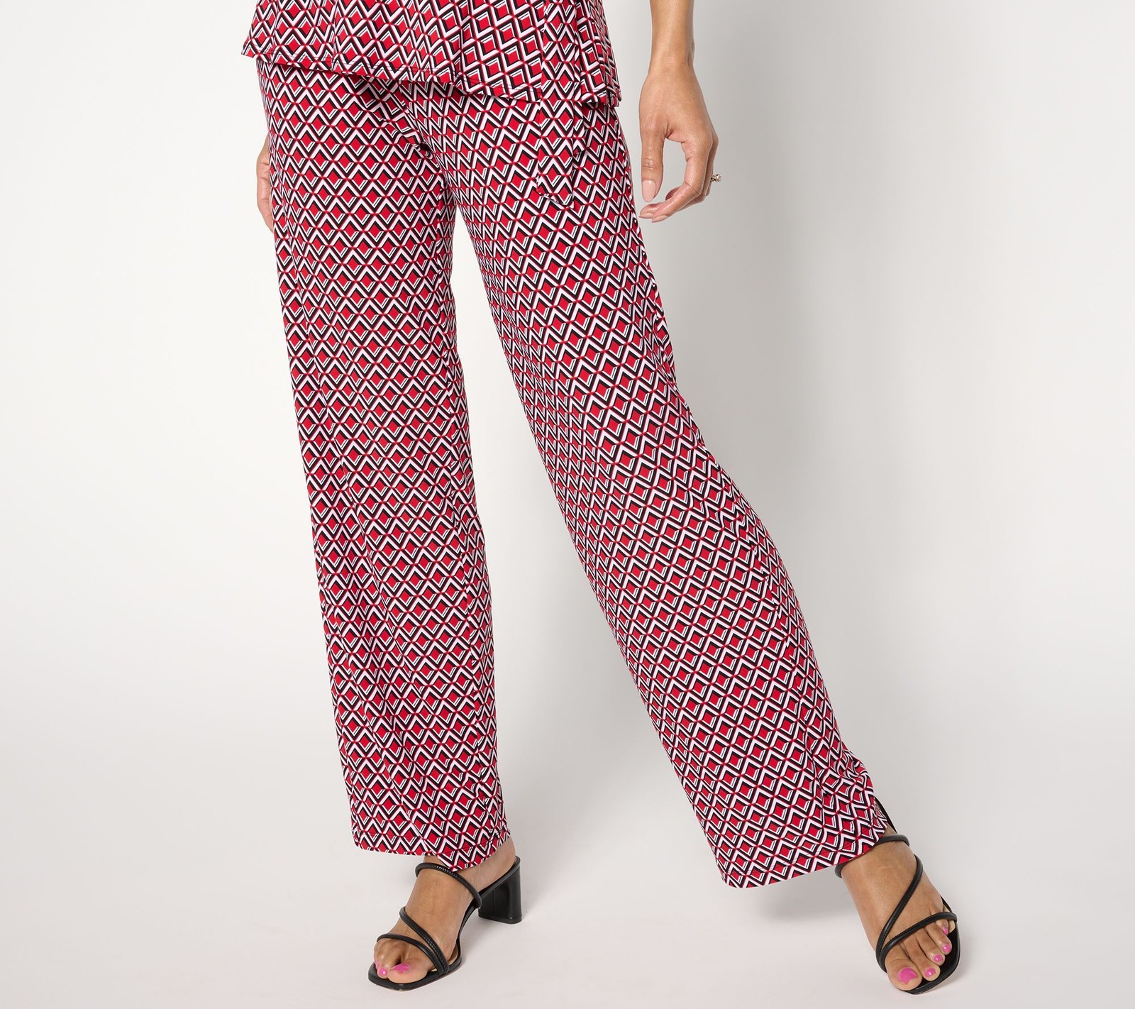 Dennis Basso Women's Petite Pants PXL Printed Italia Knit Pull-On Black A650070
